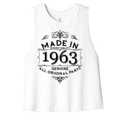 Made In Highest Quality Genuine All Original Parts 1963 60th Birthday Women's Racerback Cropped Tank