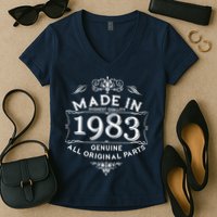 Made In Highest Quality Genuine All Original Parts 1983 40th Birthday Women's V-Neck T-Shirt