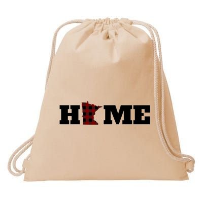 Minnesota Is Home Buffalo Plaid State Pride Gift Drawstring Bag