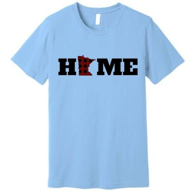 Minnesota Is Home Buffalo Plaid State Pride Gift Premium T-Shirt