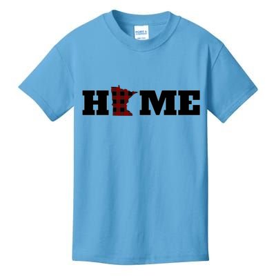 Minnesota Is Home Buffalo Plaid State Pride Gift Kids T-Shirt