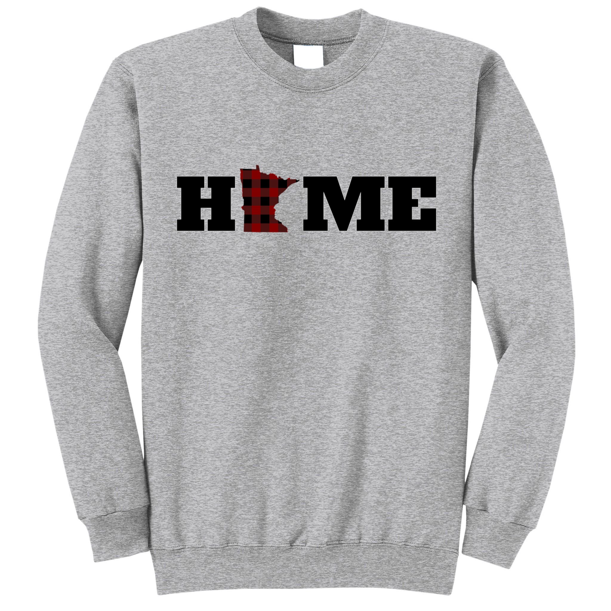 Minnesota Is Home Buffalo Plaid State Pride Gift Tall Sweatshirt