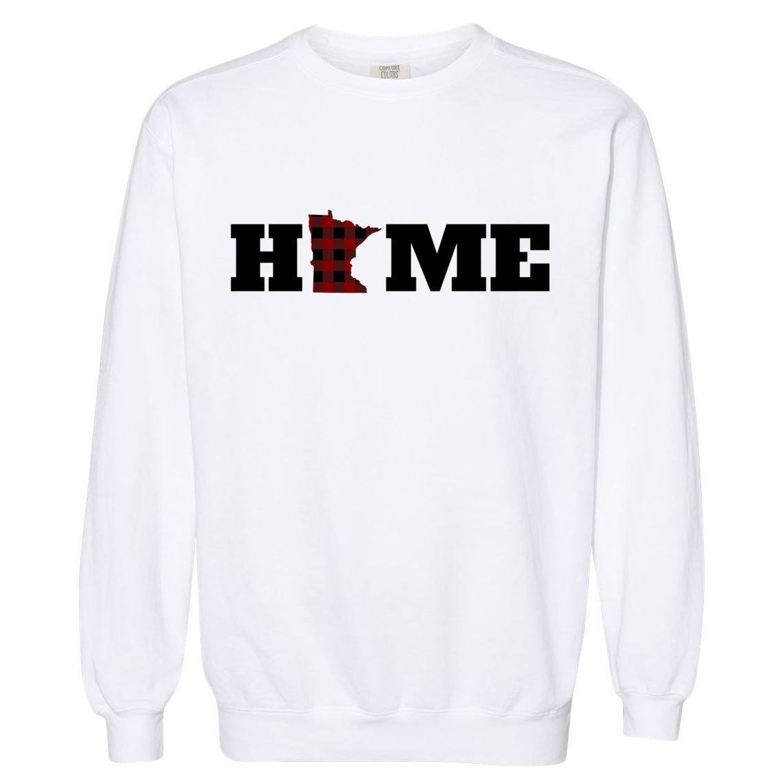 Minnesota Is Home Buffalo Plaid State Pride Gift Garment-Dyed Sweatshirt