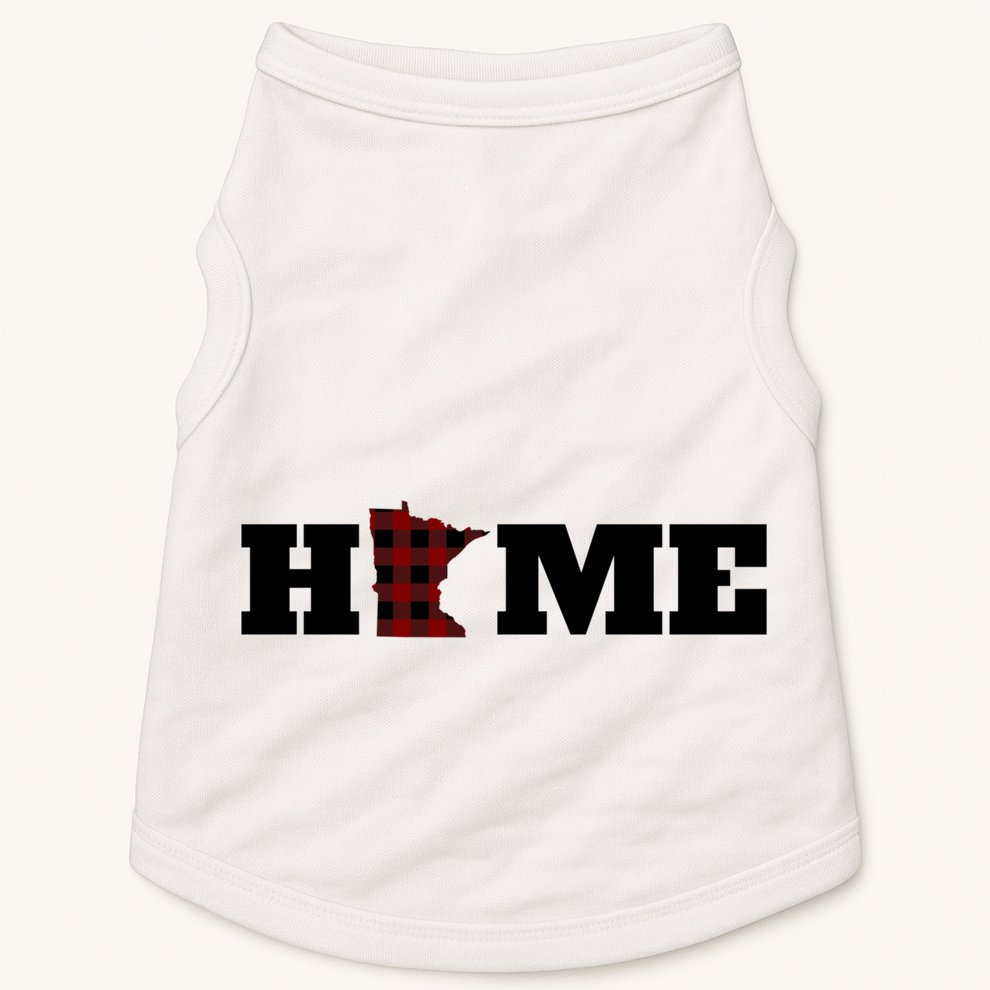 Minnesota Is Home Buffalo Plaid State Pride Gift Doggie Tank