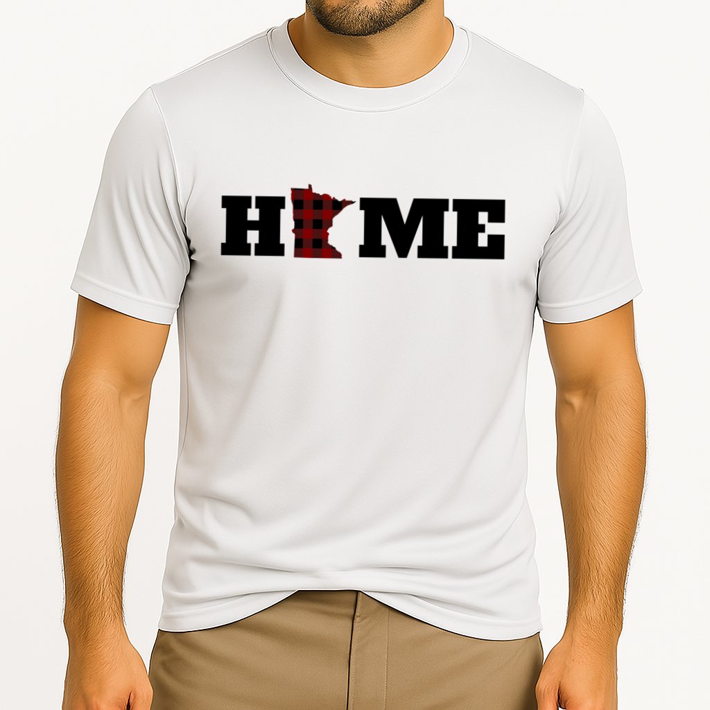 Minnesota Is Home Buffalo Plaid State Pride Gift Cooling Performance Crew T-Shirt