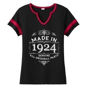 Made In Highest Quality Genuine All Original Parts 1924 100th Birthday Ladies Halftime Notch Neck Tee