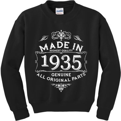 Made In Highest Quality Genuine All Original Parts 1935 90th Birthday Kids Sweatshirt