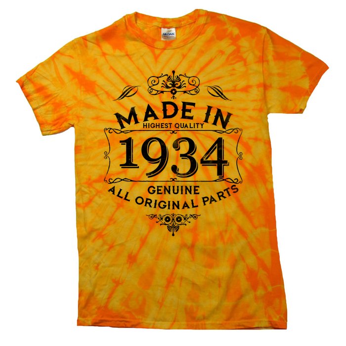 Made In Highest Quality Genuine All Original Parts 1934 90th Birthday Tie-Dye T-Shirt