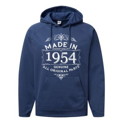 Made In Highest Quality Genuine All Original Parts 1954 70th Birthday Performance Fleece Hoodie