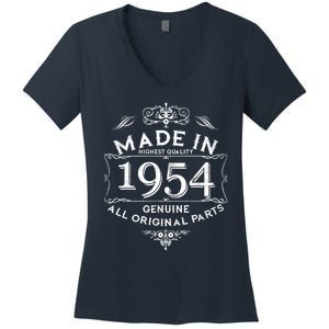 Made In Highest Quality Genuine All Original Parts 1954 70th Birthday Women's V-Neck T-Shirt