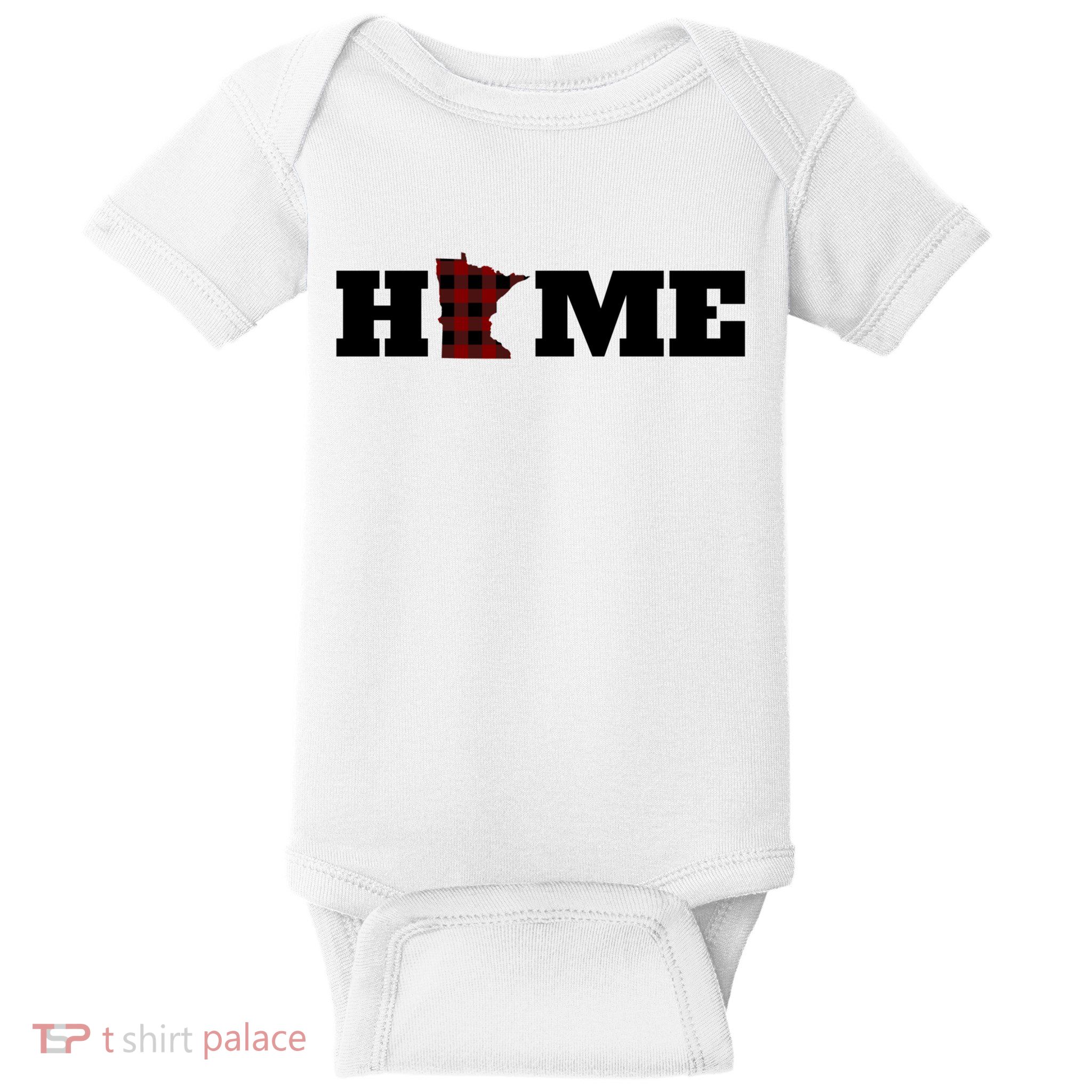 Minnesota Is Home Buffalo Plaid State Pride Gift Baby Bodysuit