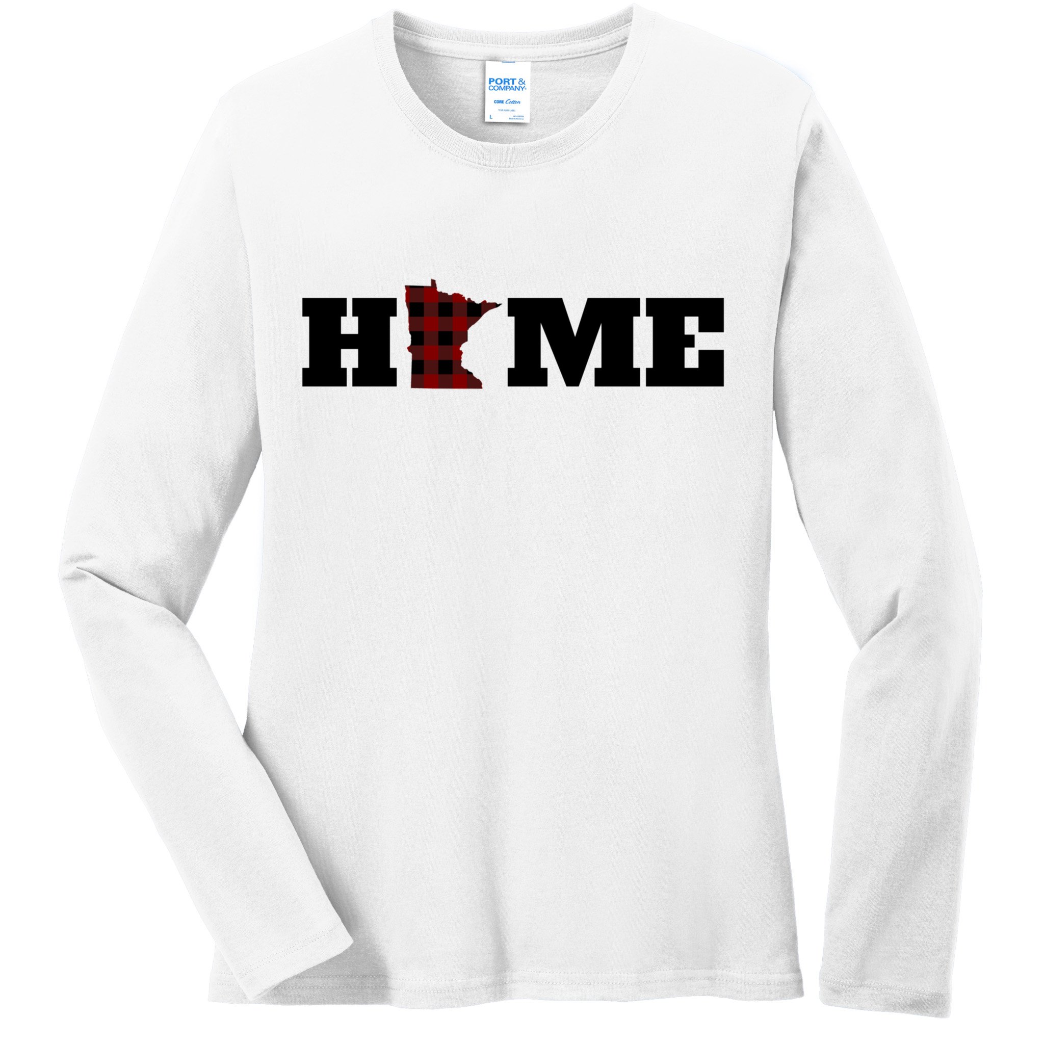 Minnesota Is Home Buffalo Plaid State Pride Gift Ladies Long Sleeve Shirt