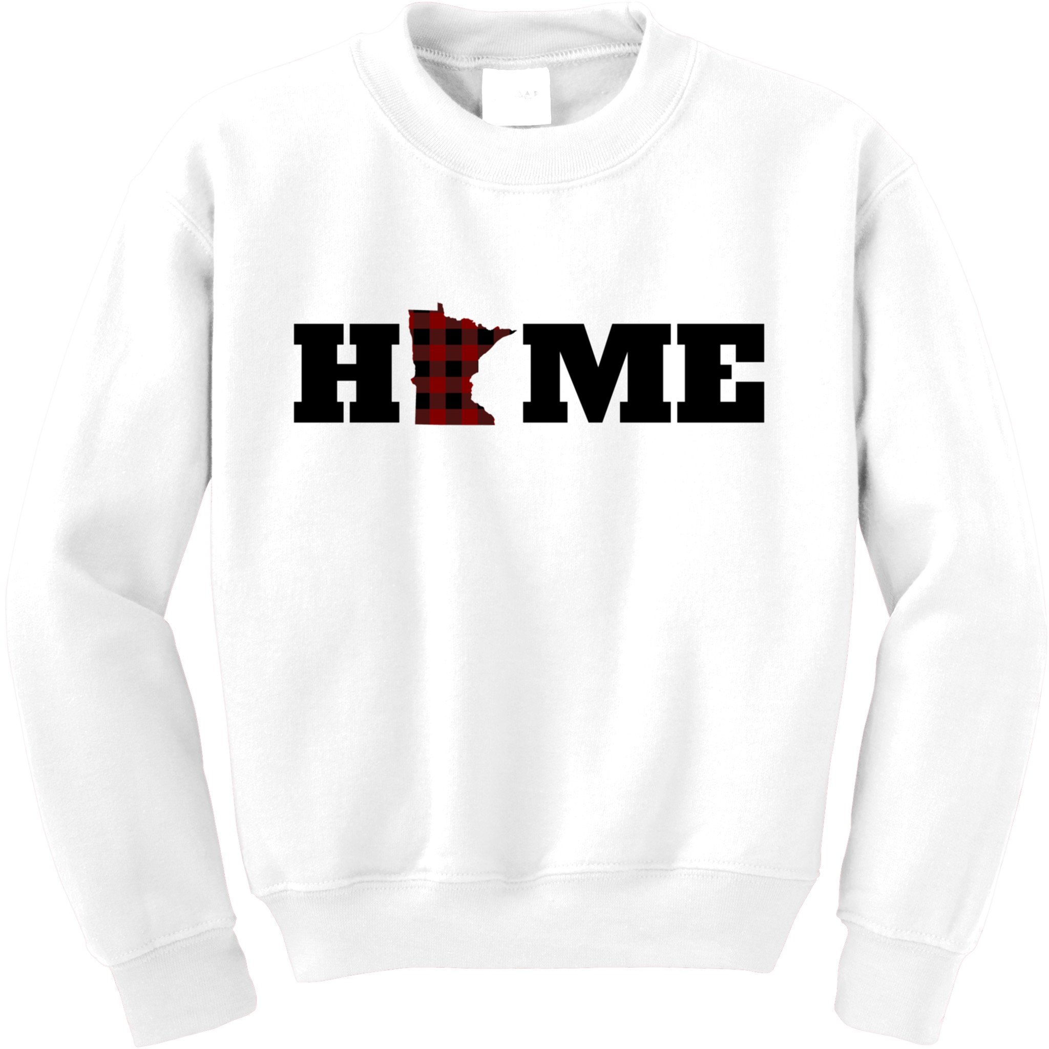 Minnesota Is Home Buffalo Plaid State Pride Gift Kids Sweatshirt