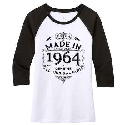 Made In Highest Quality Genuine All Original Parts 1964 60th Birthday Women's Tri-Blend 3/4-Sleeve Raglan Shirt