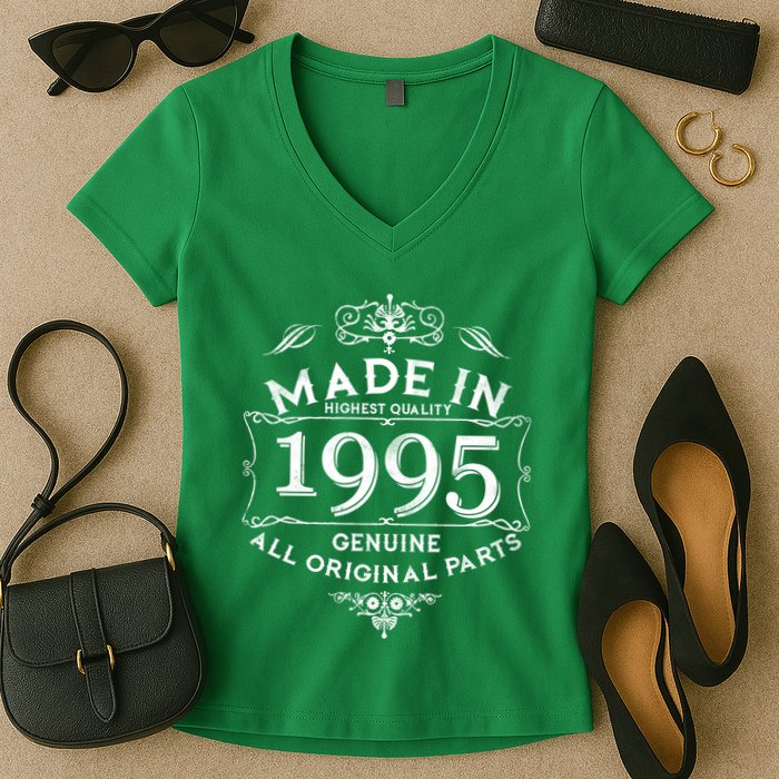 Made In Highest Quality Genuine All Original Parts 1995 30th Birthday Women's V-Neck T-Shirt