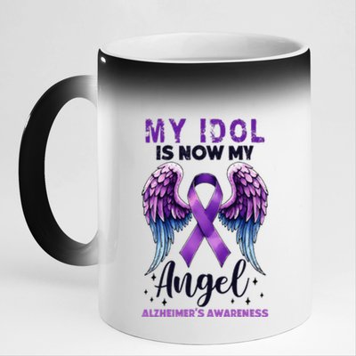 My Idol Is Now My Angel AlzheimerS Awareness Month 11oz Black Color Changing Mug