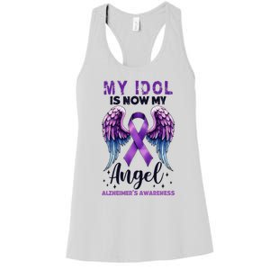 My Idol Is Now My Angel AlzheimerS Awareness Month Women's Racerback Tank