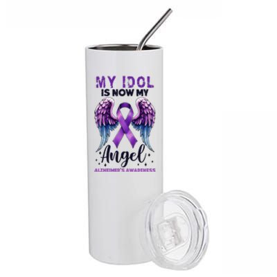 My Idol Is Now My Angel AlzheimerS Awareness Month Stainless Steel Tumbler