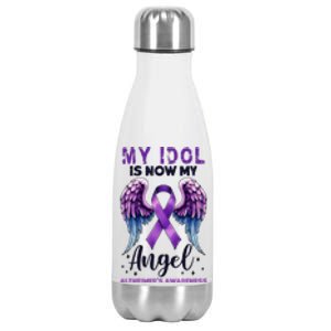 My Idol Is Now My Angel AlzheimerS Awareness Month Stainless Steel Insulated Water Bottle