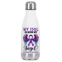 My Idol Is Now My Angel AlzheimerS Awareness Month Stainless Steel Insulated Water Bottle