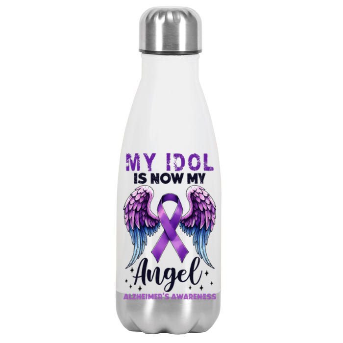 My Idol Is Now My Angel AlzheimerS Awareness Month Stainless Steel Insulated Water Bottle