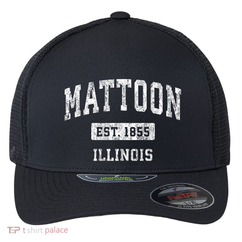 Mattoon Illinois Il Vintage Sports Established Flexfit Unipanel Trucker Cap