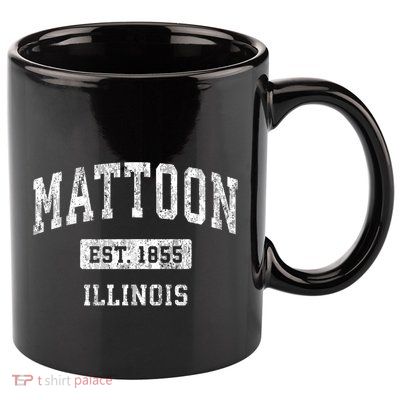 Mattoon Illinois Il Vintage Sports Established 11oz C Handle Ceramic Mug