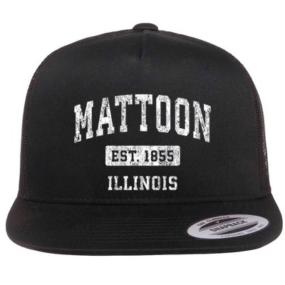 Mattoon Illinois Il Vintage Sports Established Flatbill Hat
