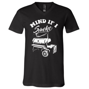 Mind If I Smoke Funny BBQ Smoker & Grilling V-Neck T-Shirt