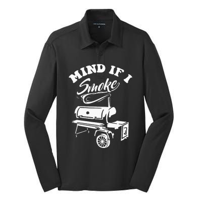 Mind If I Smoke Funny BBQ Smoker & Grilling Silk Touch Performance Long Sleeve Polo