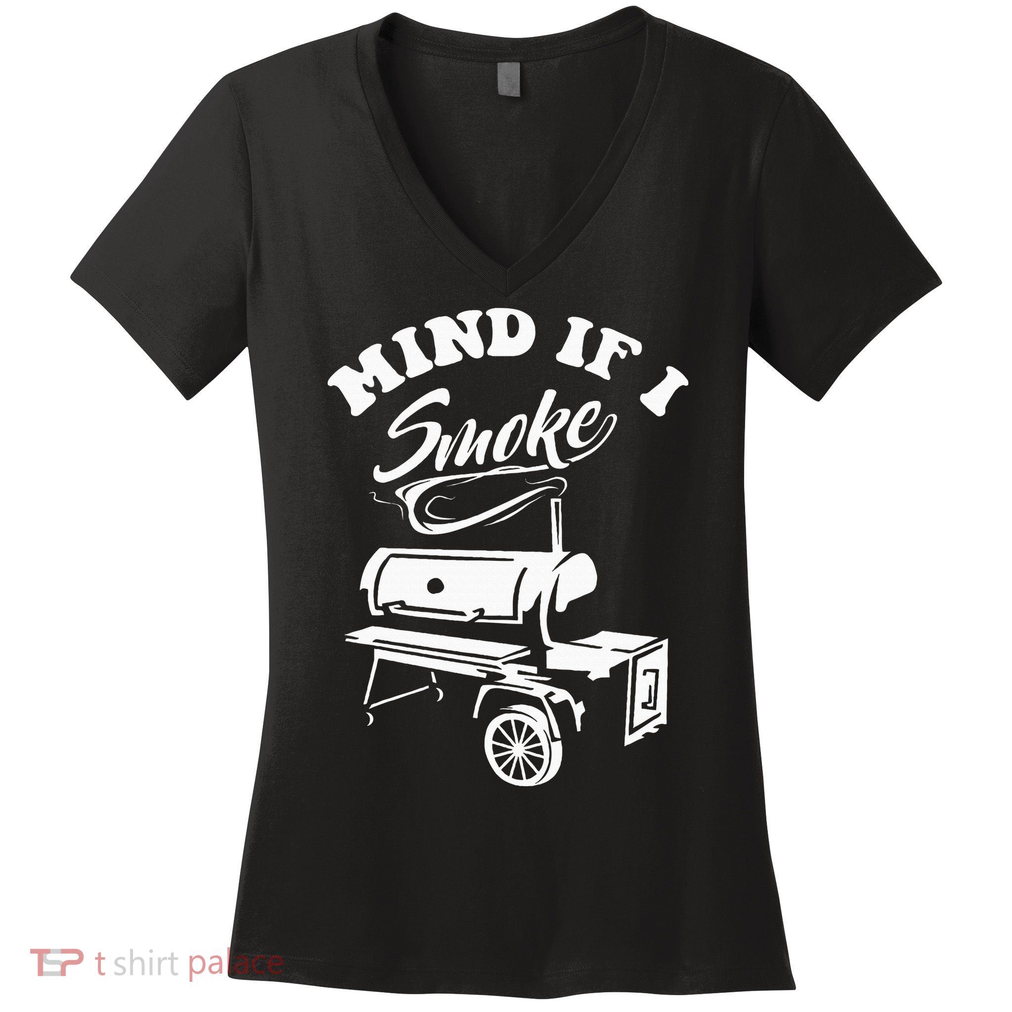 Mind If I Smoke Funny Bbq Smoker & Grilling Women's V-Neck T-Shirt