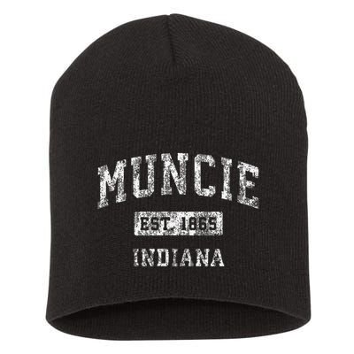 Muncie Indiana In Vintage Established Short Acrylic Beanie
