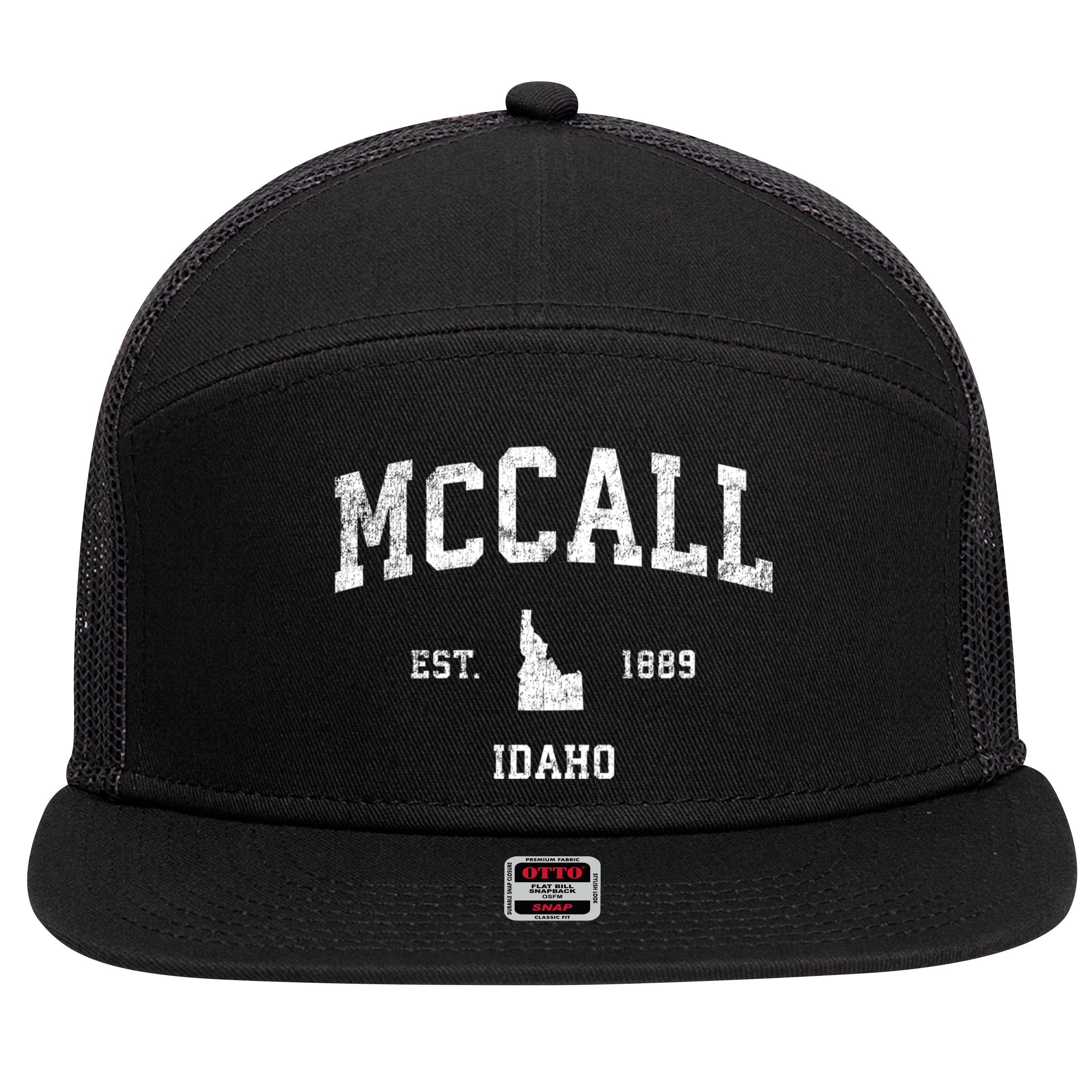 Mccall Idaho Id Vintage Established Sports Design 7 Panel Mesh Trucker Snapback Hat
