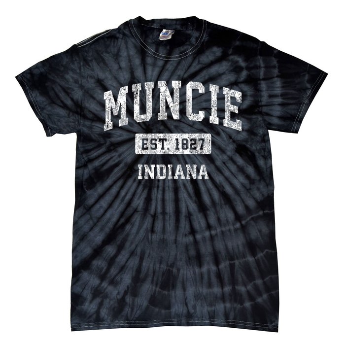 Muncie Indiana In Vintage Sports Tie-Dye T-Shirt