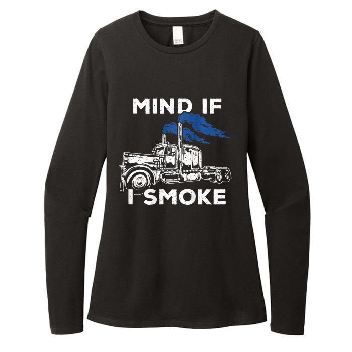 Mind If I Smoke Diesel Semi Truck Back Only Womens CVC Long Sleeve Shirt