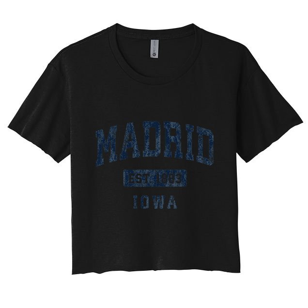 Madrid Iowa Ia Vintage Athletic Sports Crop Top