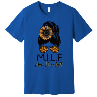 M Ilf I Love Fall Messy Bun Leopard Sunflower Sunglasses Gift Premium T-Shirt