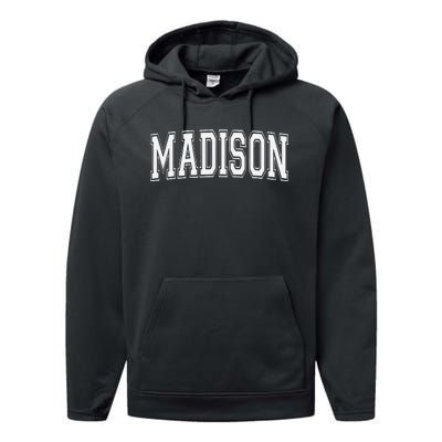 Madison In Indiana Usa Vintage Sports Varsity Style Performance Fleece Hoodie