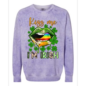 Me I'm Irish St Patrick's Day Western Lips Irish Family Colorblast Crewneck Sweatshirt