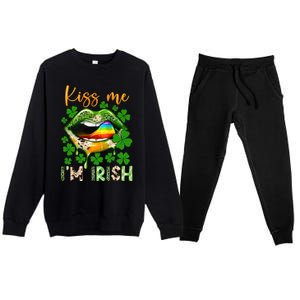 Me I'm Irish St Patrick's Day Western Lips Irish Family Premium Crewneck Sweatsuit Set