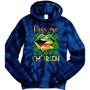 Me I'm Irish St Patrick's Day Western Lips Irish Family Tie Dye Hoodie