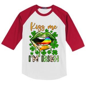 Me I'm Irish St Patrick's Day Western Lips Irish Family Kids Colorblock Raglan Jersey