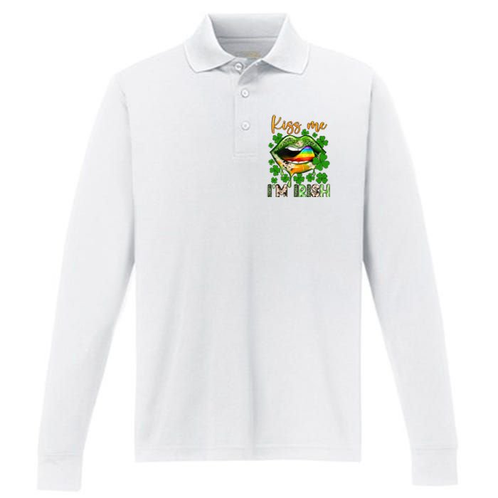 Me I'm Irish St Patrick's Day Western Lips Irish Family Performance Long Sleeve Polo