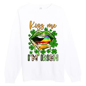 Me I'm Irish St Patrick's Day Western Lips Irish Family Premium Crewneck Sweatshirt