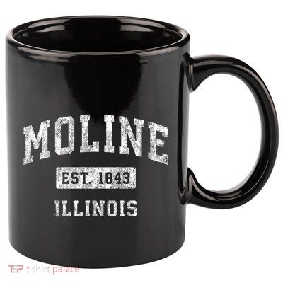 Moline Illinois Il Vintage Established Sports 11oz C Handle Ceramic Mug