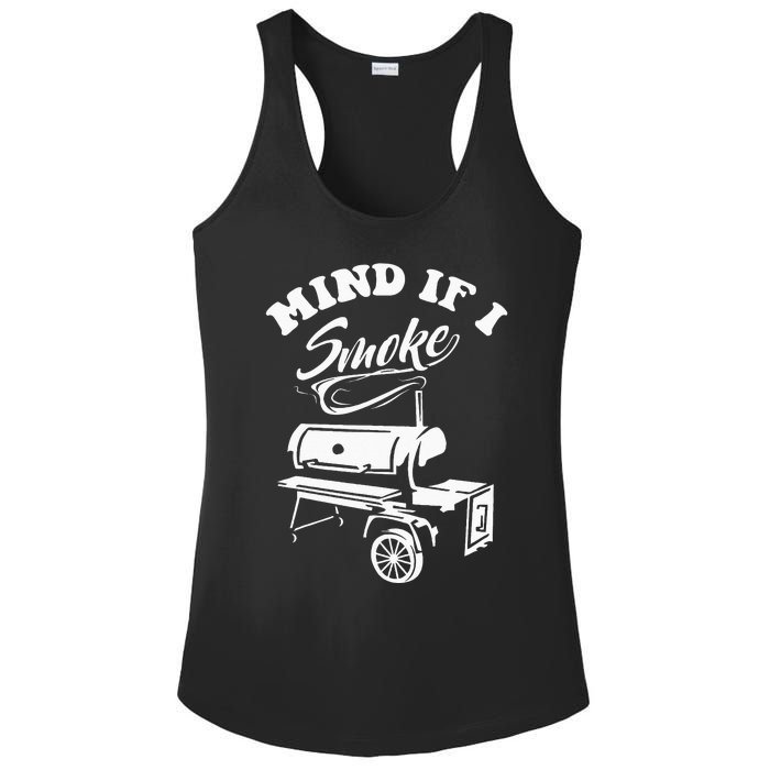 Mind If I Smoke Funny BBQ Smoker & Grilling Ladies PosiCharge Competitor Racerback Tank