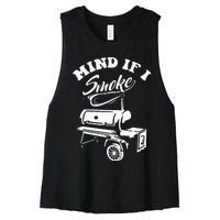 Mind If I Smoke Funny BBQ Smoker & Grilling Women's Racerback Cropped Tank