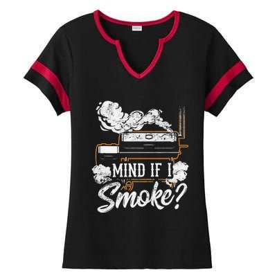 Mind If I Smoke Funny Bbq Smoker Grilling Lover Ladies Halftime Notch Neck Tee