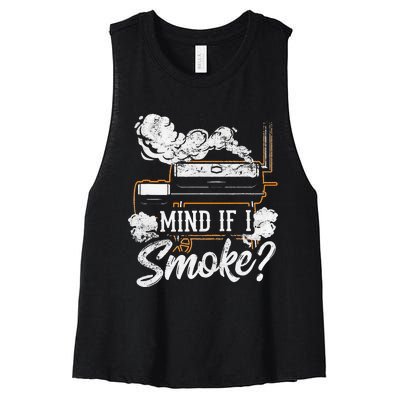 Mind If I Smoke Funny Bbq Smoker Grilling Lover Women's Racerback Cropped Tank