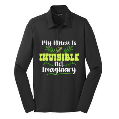 My Illness Is Invisible Not Imaginary Disease Disability Silk Touch Performance Long Sleeve Polo